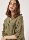 Lace Detail Cotton Blouse, Khaki, large