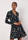 Leaf Print Wrap Mini Dress | Apricot Clothing image.