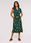 Floral Ditsy Midi Dress, Green, large