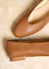 Leather Ballerina Flats, Brown, large