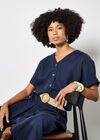 Lightweight V-neck Blouse, Navy, large