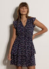 Ditsy Floral Chiffon Mini Dress, Navy, large
