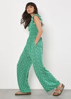 Mosaic Ruffle Sleeve Jumpsuit, Green, large