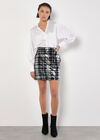 Check Sequin Mini Skirt, Black, large