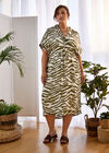Curve Tiger Midi Dress, Khaki, large