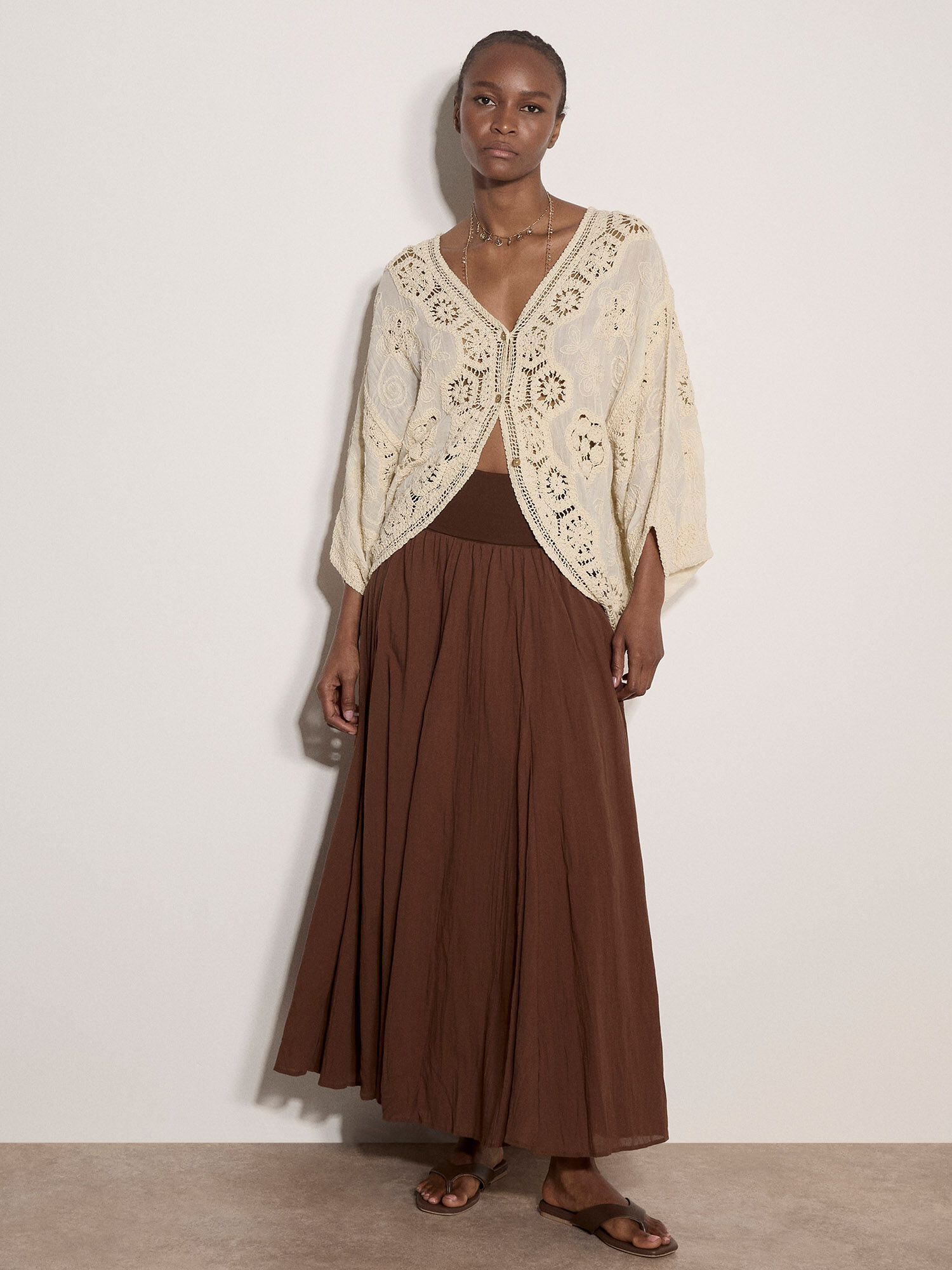 Jersey Waistband Cotton Midaxi Skirt | Apricot Clothing