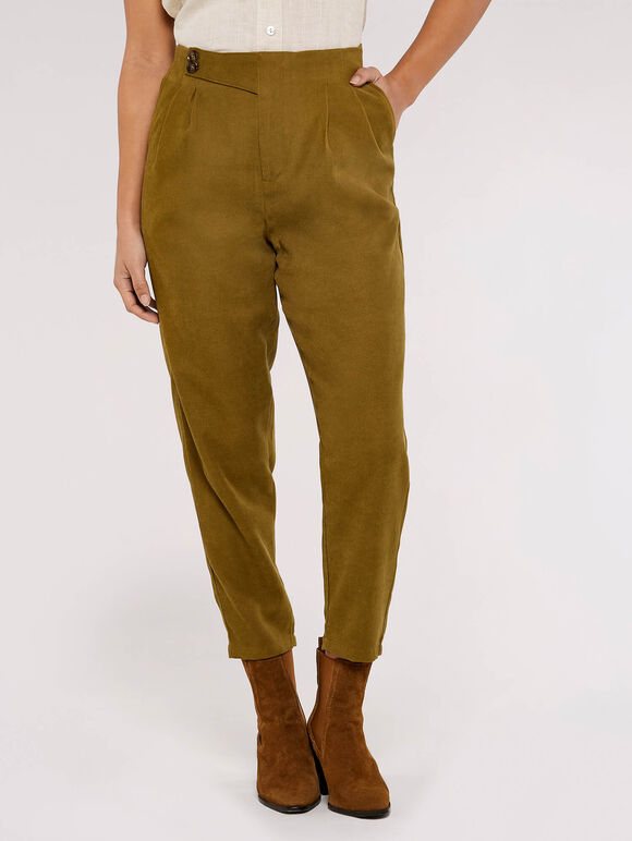 Twill Two Button Trousers, Khaki, large