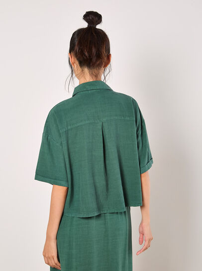 Open Collar Cropped Shirt
