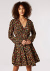 Ditsy Floral Tiered Mini Dress, Black, large