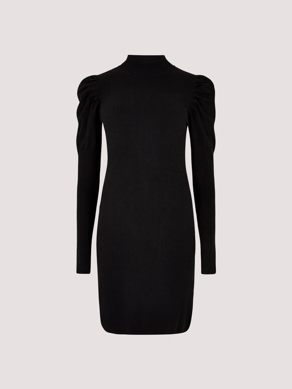 Ruch Shoulder Mini Dress, Black, large