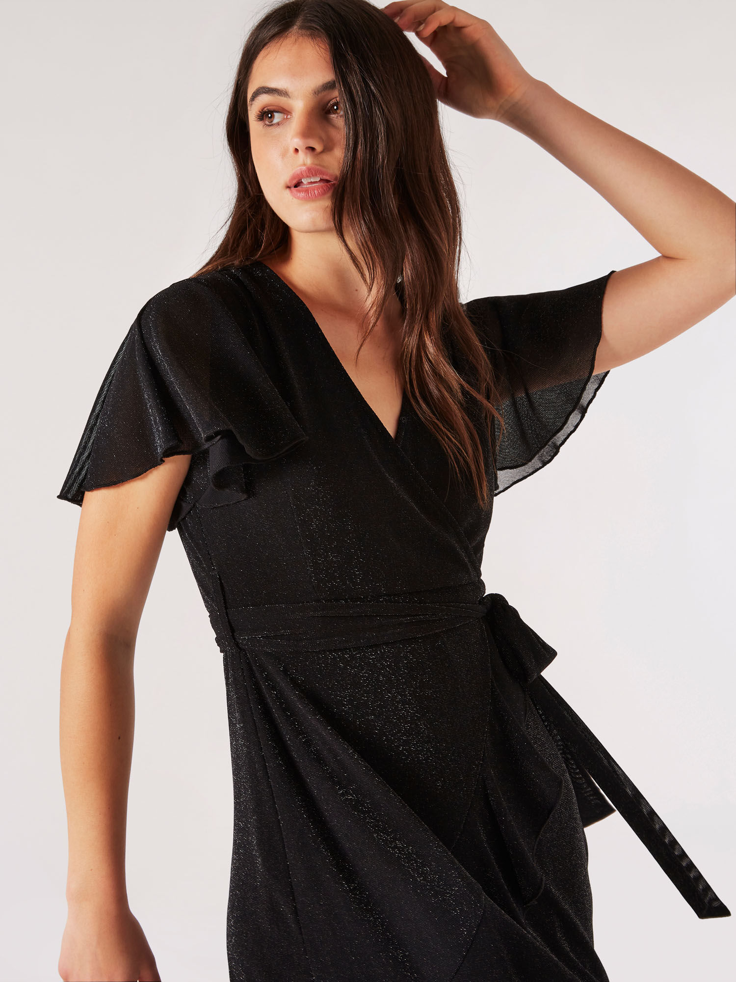 Wrap dress mini ruffle sales