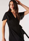 Sparkle Wrap Ruffle Mini Dress, Black, large