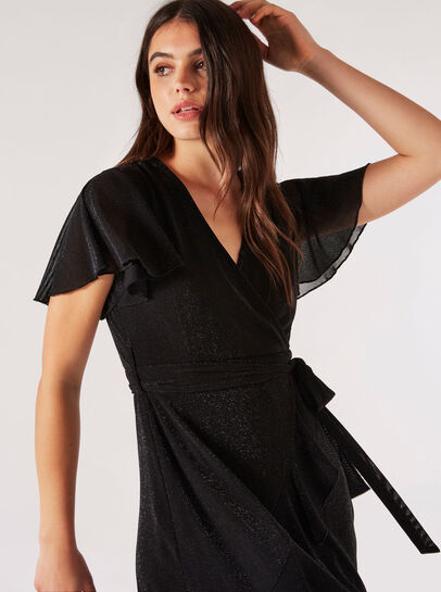 Sparkle Wrap Ruffle Mini Dress