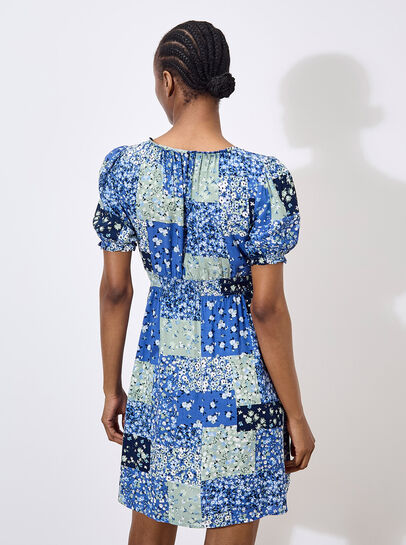 Ditsy Patchwork Milkmaid Mini Dress