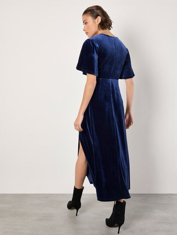 Velvet Wrap Maxi Dress, Navy, large