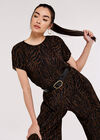Zebra Plisse Top, Brown, large