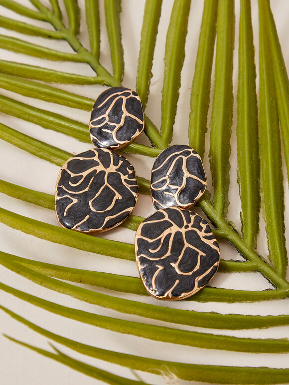 Abstract Earrings, Black, large