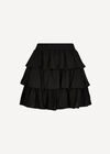 Linen Blend Ruffle Tiered Mini Skirt, Black, large