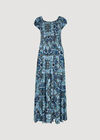 Scarf Print Milkmaid Maxi Dress, Blue, large