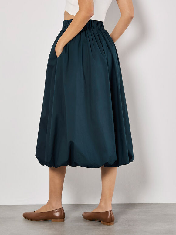 Puff Hem Midi Skirt, Navy, large