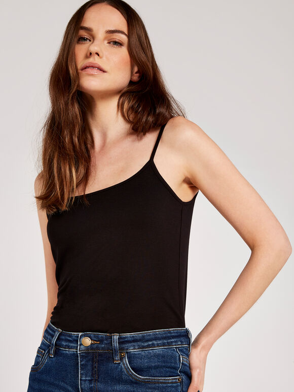 Jersey Cami Top, Black, large