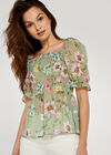 Floral Smock Bust Top, Mint, large