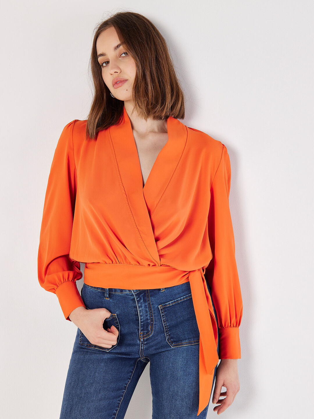 Image of Soft Twill Wrap Top
