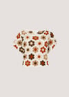 Hexagon Flowers Crochet Top, Orange, large