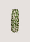Tropical Leaf Print Satin Wide Leg Trousers, Green, large