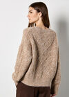 Iridescent Sequin Cable Knit Jumper, Brown, large