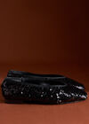 Sequin Embellished Ballerina Shoes, Black, large