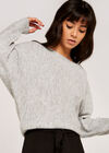 Sequin Slash Neck Jumper, Light Grey / Silver, large