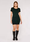 Check Bodycon Knit Dress, Green, large