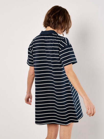 Cotton Stripe Polo Mini Dress