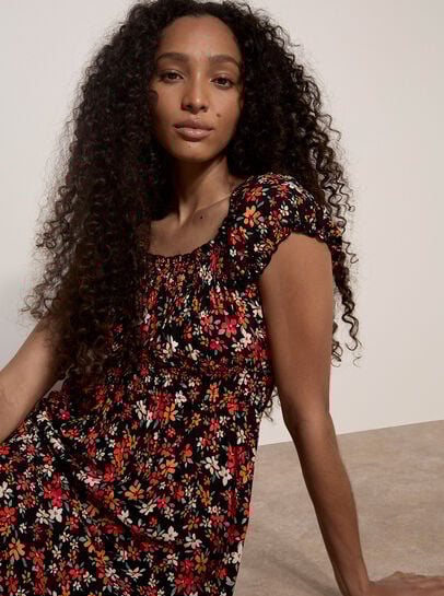 Ditsy Milkmaid Midi Dress