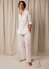 Embroidered Stripe Trouser, White, large