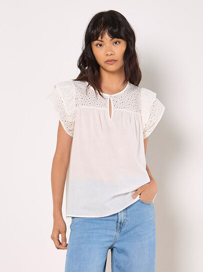 Broderie Yoke Cotton Top