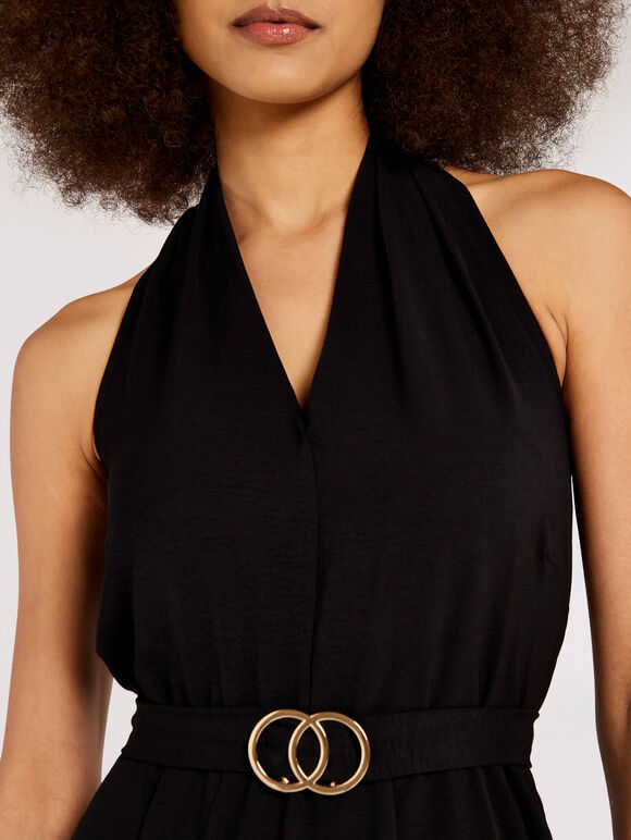 Halterneck Mini Dress, Black, large
