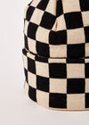 Checkered Beanie Hat, Stone, large