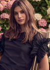 Tulle Sleeve Top, Black, large