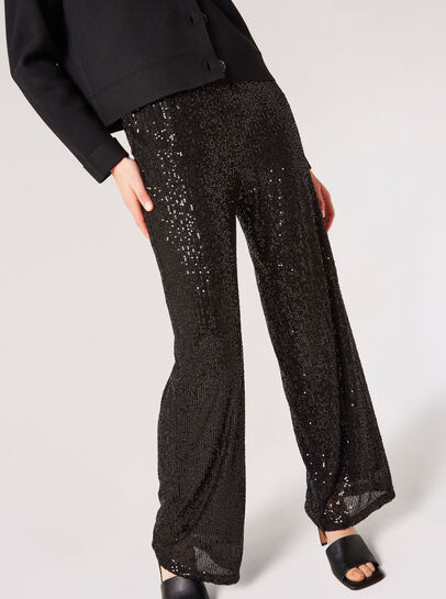 Sequin Embellished Palazzo Trousers