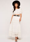 Lace Crochet Skirt, White, large