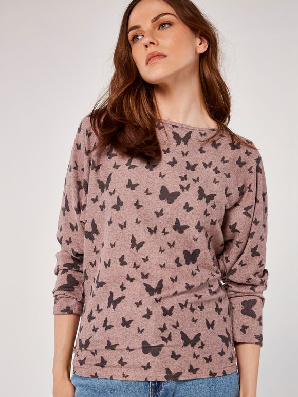 Butterfly Batwing Top, Pink, large