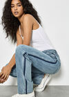 Emily Contrast Seam Straight Leg Jeans, Blue, large