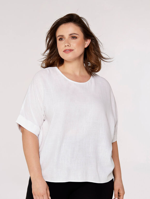 Curve Textured Top, White, large