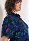 Curve Floral Shirt Midaxi Dress, Blue, large