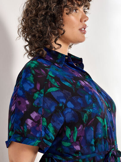 Curve Floral Shirt Midaxi Dress