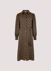 Geometric Satin Shirt Midi Dress, Khaki, large