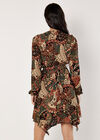 Paisley Wrap Mini Dress, Khaki, large