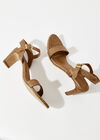 Metallic Textured Heeled Sandals, Yellow, large